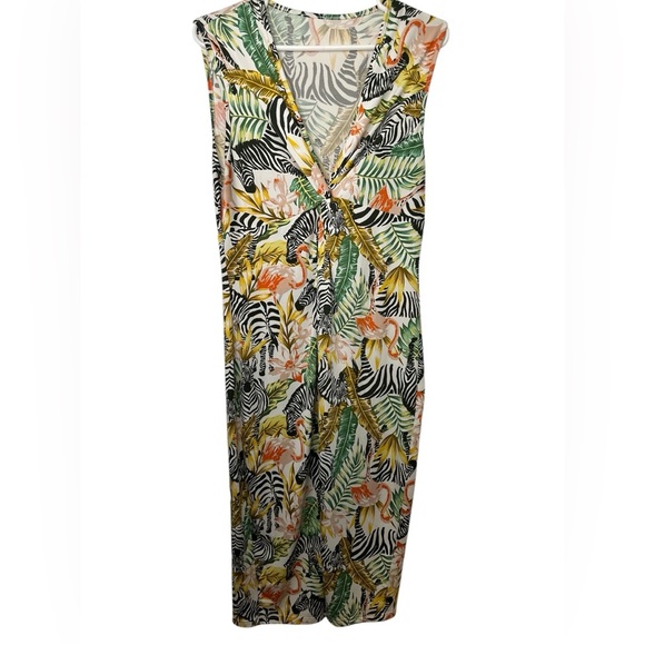 SHEIN Curve Zebra Flamingo Print Coverup Dress - Picture 1 of 6
